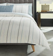 Sferra Striscia Queen duvet cover featuring elegant striped design in soft, luxurious fabric for a stylish bedroom look.