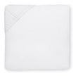 White Sferra Giza 45 Sateen fitted sheet for king size bed, premium soft cotton bedding, smooth and luxurious texture.