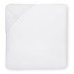 White Sferra Giza 45 Percale fitted sheet for queen size bed, made from soft, breathable Egyptian cotton percale fabric.