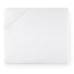 White Sferra Celeste fitted sheet for queen-sized bed, made of soft, high-quality fabric with a smooth, tailored fit.
