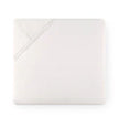 White Sferra Celeste fitted sheet for queen-size bed, soft and smooth luxury bedding with a tailored fit.