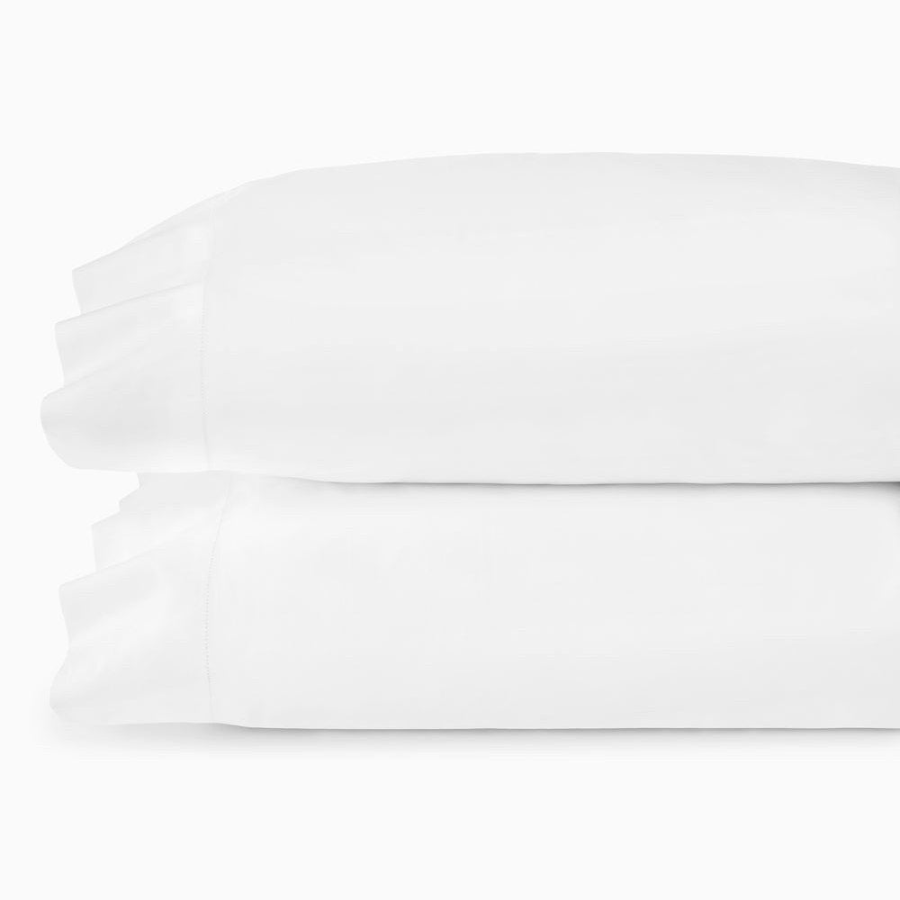 Pair of white Sferra Giza 45 Percale pillowcases, standard size, made from soft, breathable percale fabric for luxurious comfort.