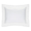 White Sferra Celeste sham pillow cover with a smooth, elegant design for a luxurious bedroom decor.