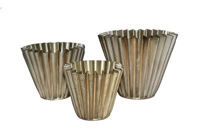 Silver Gold Crackle Planters Set of 3