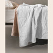 Society Limonta Nite Quilt coverlet in white, showcasing its soft, textured fabric and elegant design for a cozy bedroom setting.