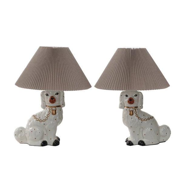 Staffordshire Dog Table Lamp w Fabric Shade