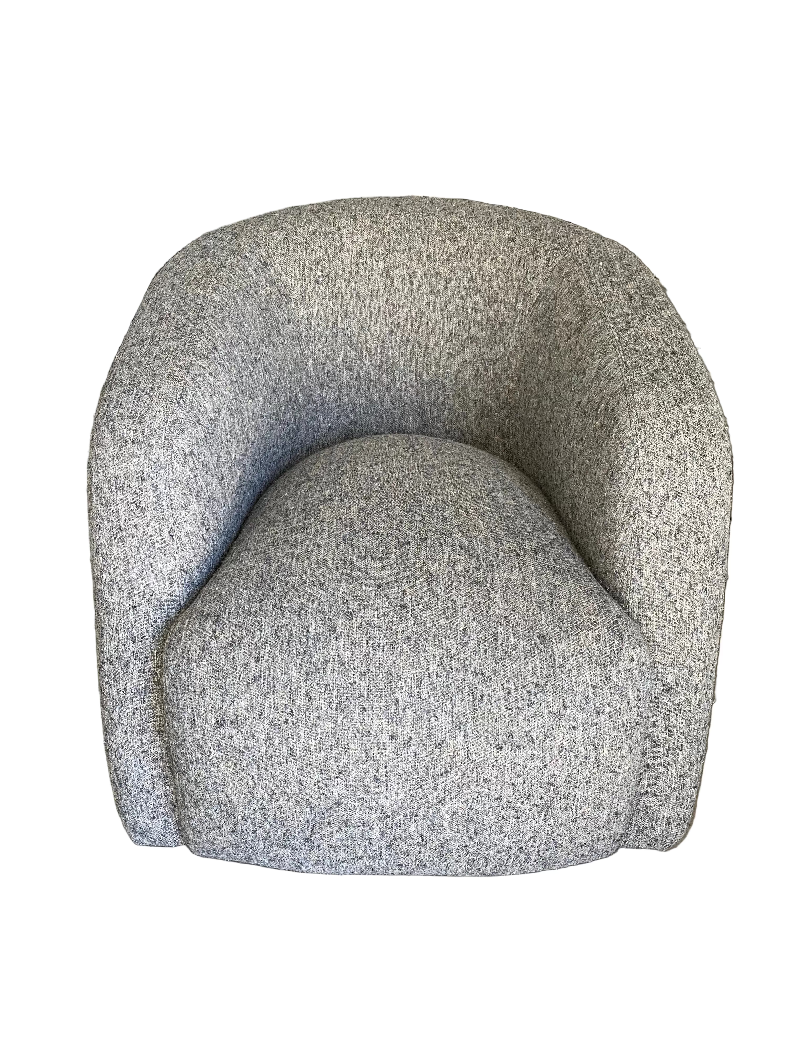 Verellen Theo Club Swivel Chair Slub Linen Indigo - Maaribu