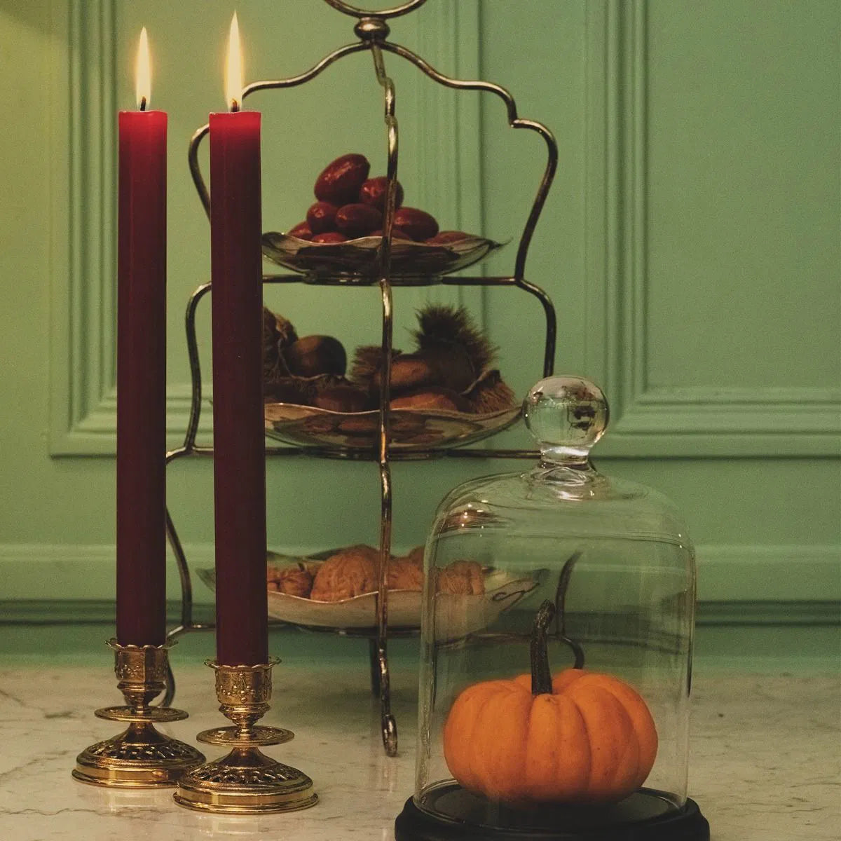 Trudon brass chiseled candlestick for candles, elegant candle accessory with detailed design and polished finish.
