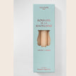 Six Trudon Madeleine taper candles in aqua, arranged in a box, featuring elegant, slender candle design for decorative lighting.
