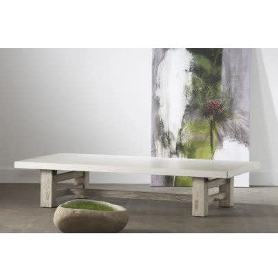 Concrete and Reclaimed Elm Coffee Table, White Top