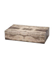 Wooden box with a textured surface on a white background