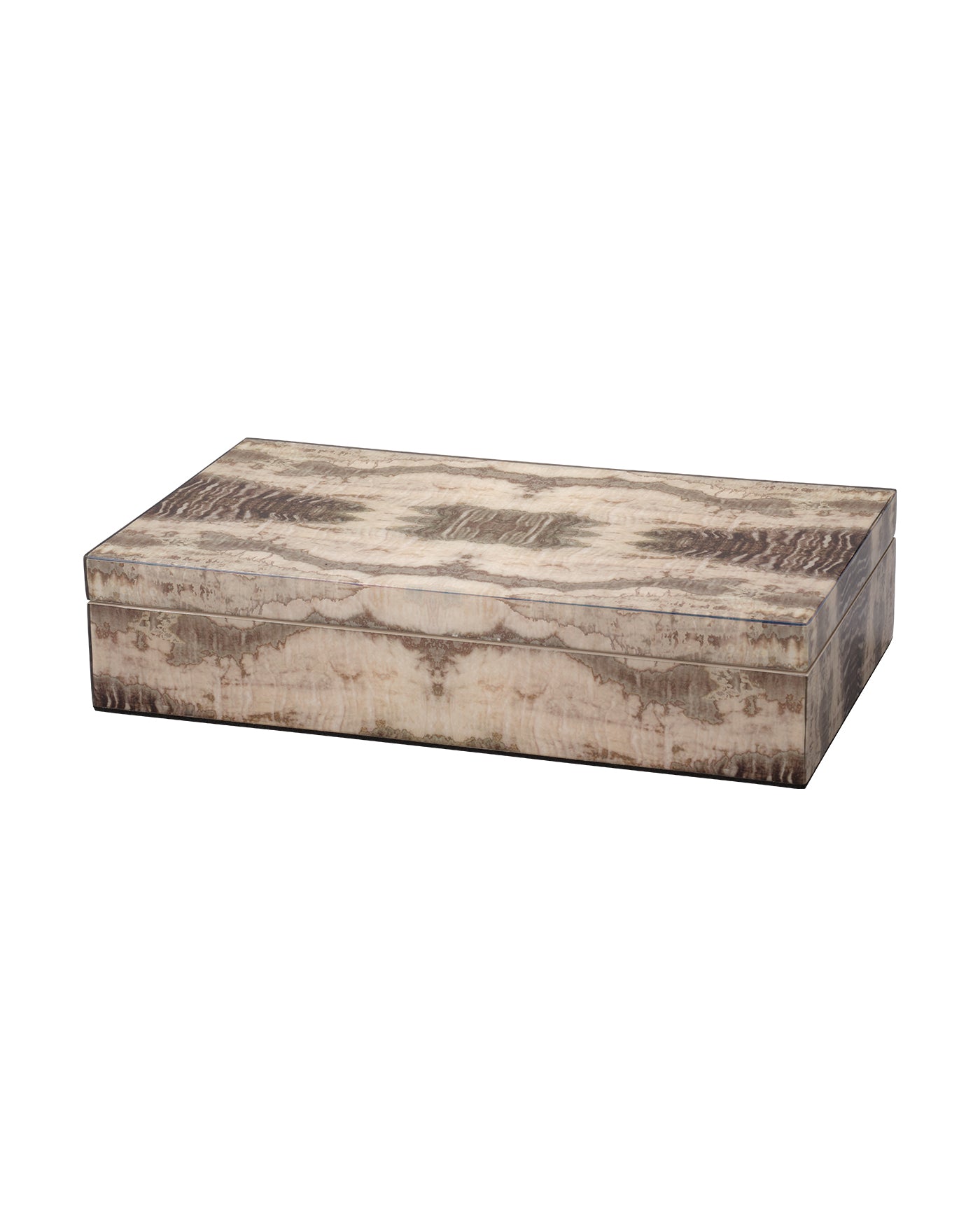 Wooden box with a textured surface on a white background