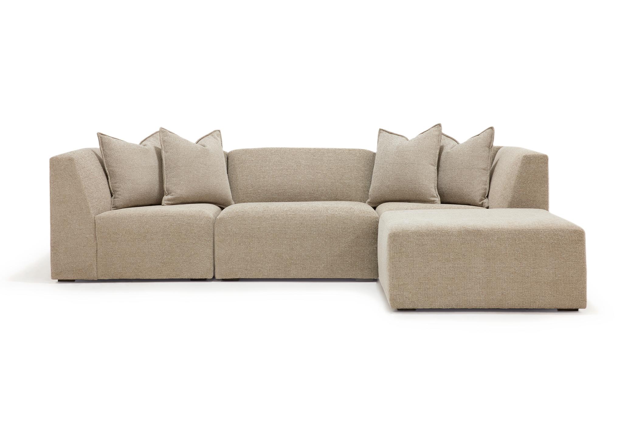 Verellen Happy 5-Piece Sectional sofa in parchment fabric, showcasing plush cushions and modern sectional design.