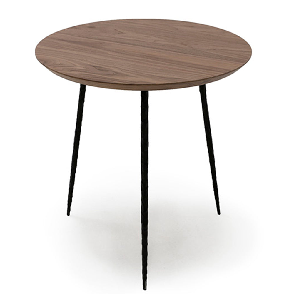 Set of two Verellen Giaco round nesting side tables with sleek wood finish and modern design.