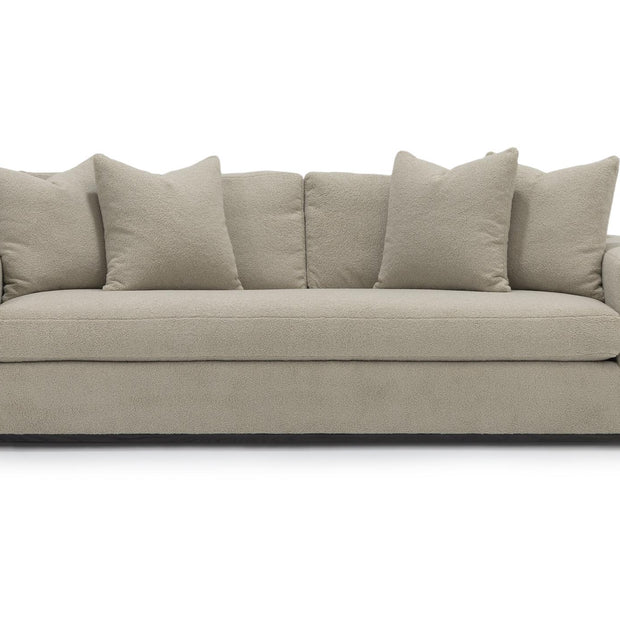 Verellen Gregoire Condo sofa in Roots Natural fabric, showcasing its spacious 86-inch design and stylish natural upholstery.