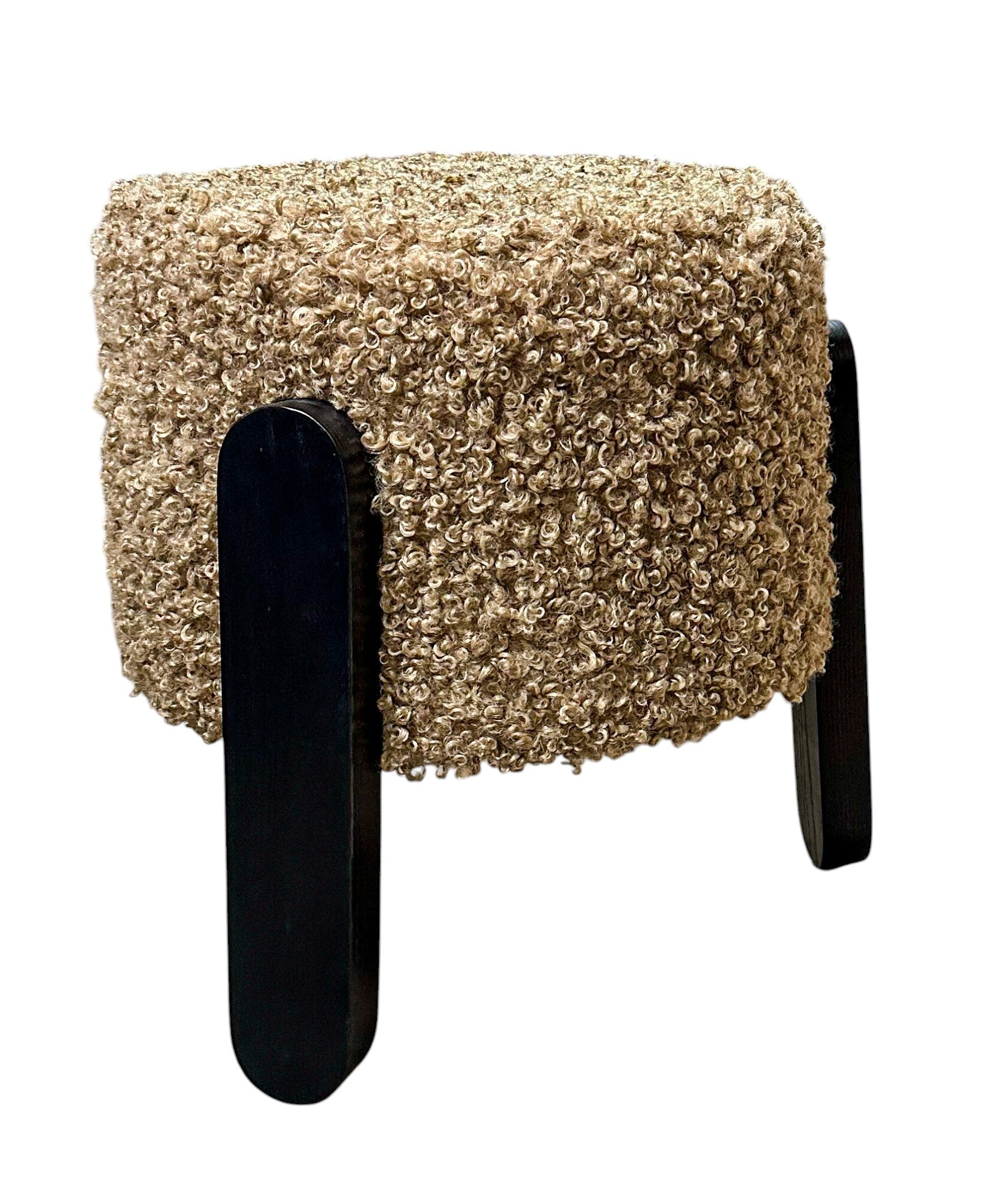 Verellen Lou Stool Curly Whirly Camel with woven textured seat and wooden legs, showcasing modern design and craftsmanship.