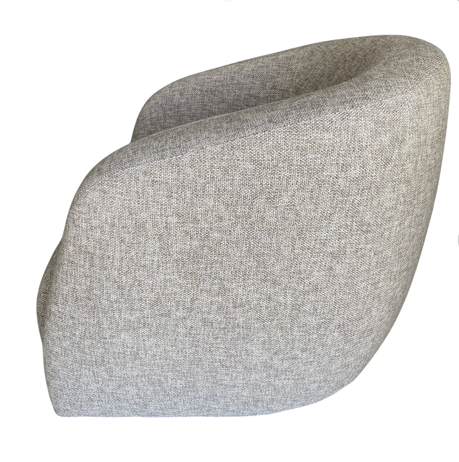 Verellen Theo Club Swivel Chair in Bembebis Desert fabric with a modern design and swivel base.