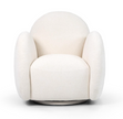 Verellen Chloe Swivel Club Chair in Felton Oatmeal fabric showing its rounded armrests and plush upholstery.