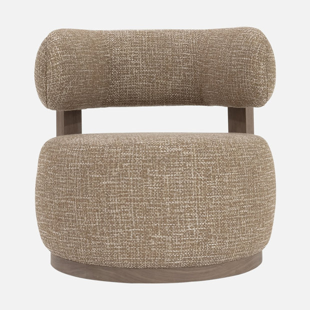 Verellen Gaston Lulu Pebble Ash Trim swivel chair with fabric upholstery and modern design, showcasing its comfortable, stylish seating.