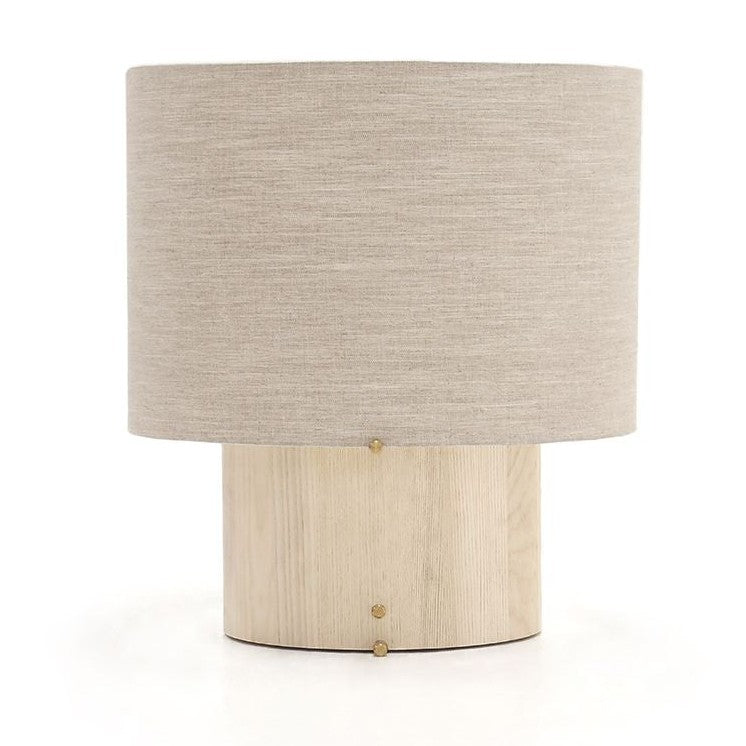 Verellen Bobbio table lamp with ash-colored base and fabric shade, modern design suitable for living room or bedroom decor.