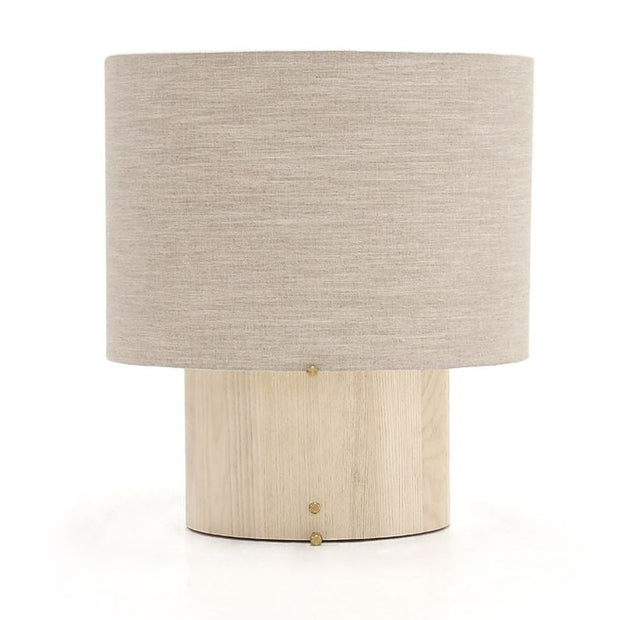 Verellen Bobbio table lamp with ash-colored base and fabric shade, modern design suitable for living room or bedroom decor.