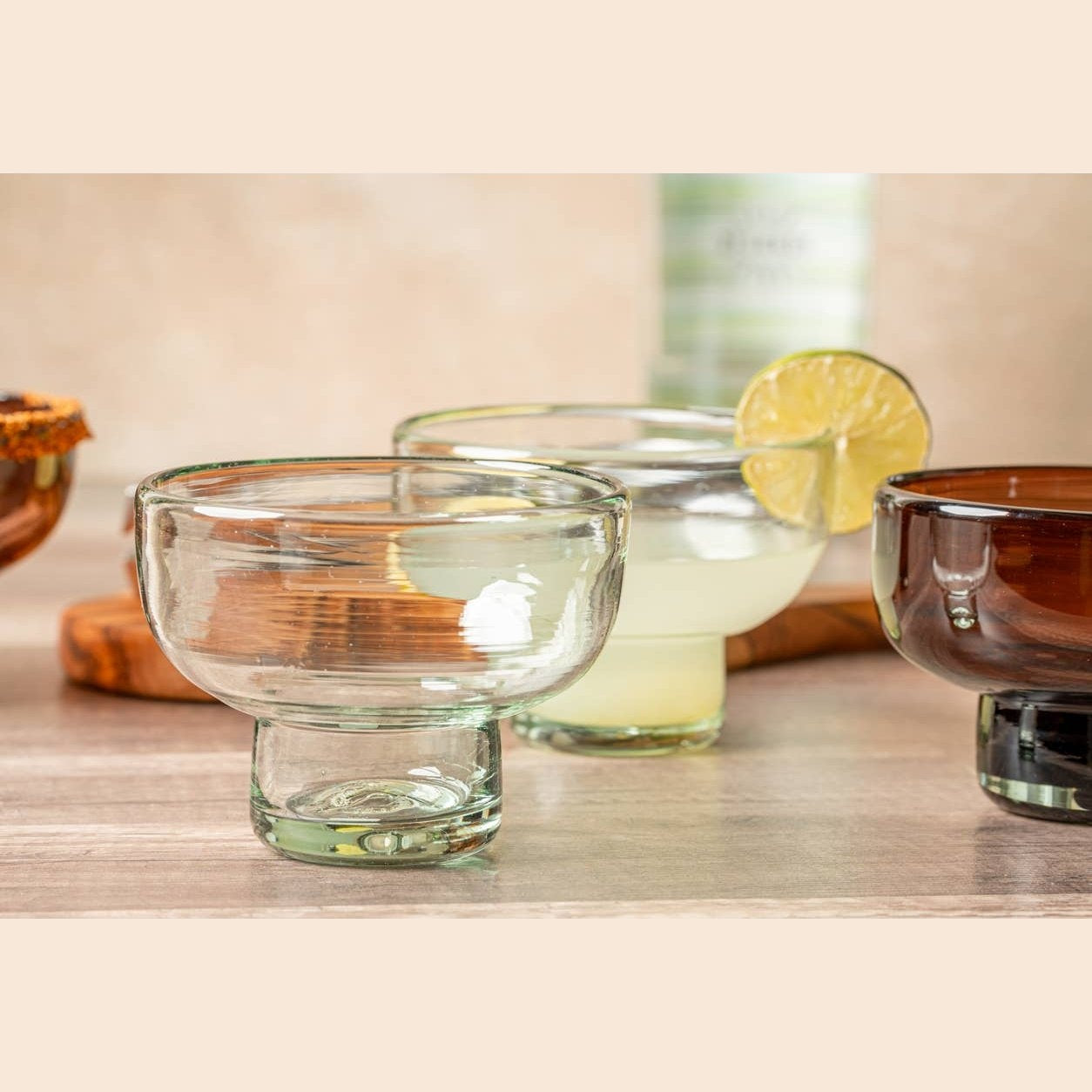 Clear Margarita and Mezcal tasting glasses from Verve Culture, barware for serving spirits in elegant, transparent glassware.