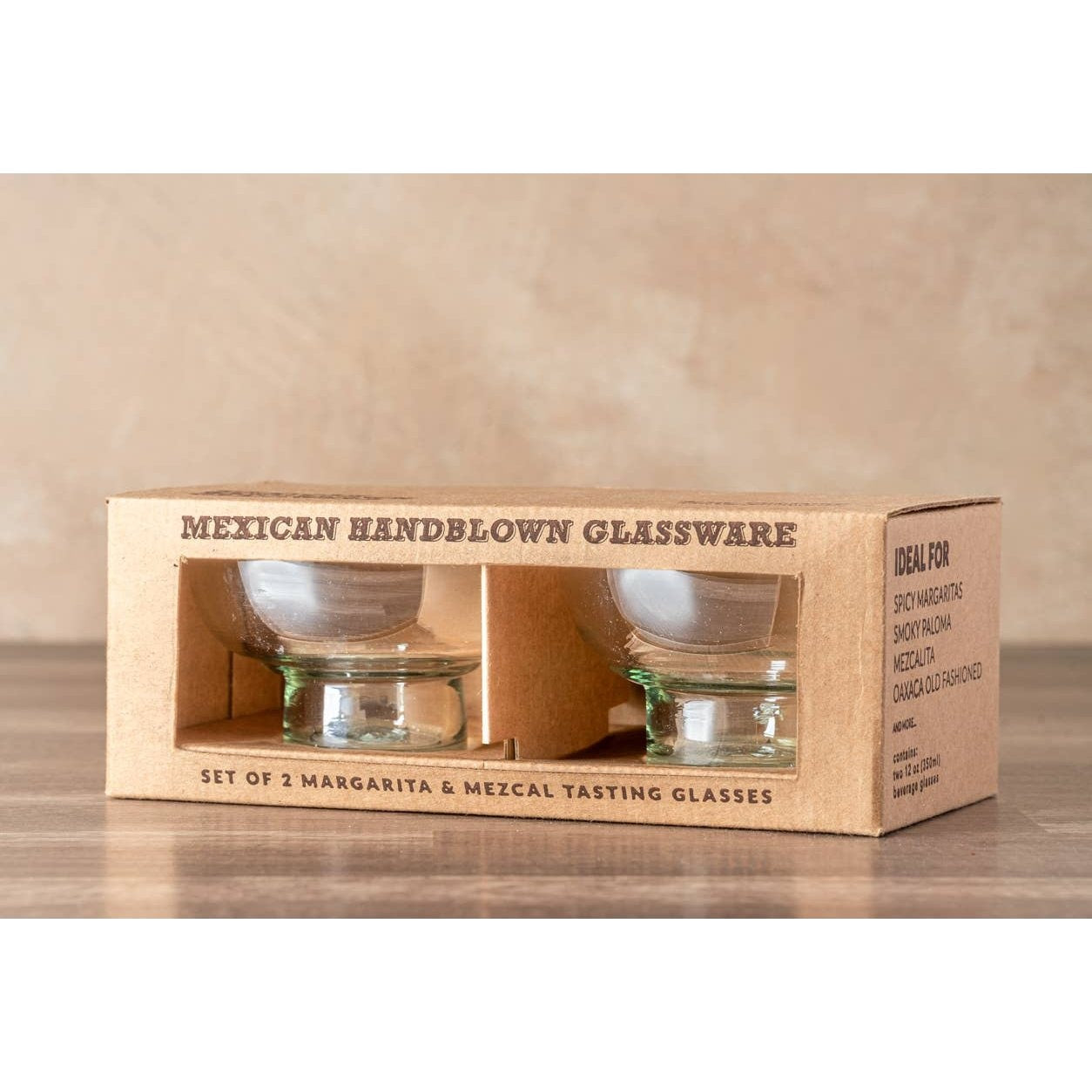 Clear Margarita and Mezcal tasting glasses by Verve Culture, elegant barware for enjoying spirits and cocktails.