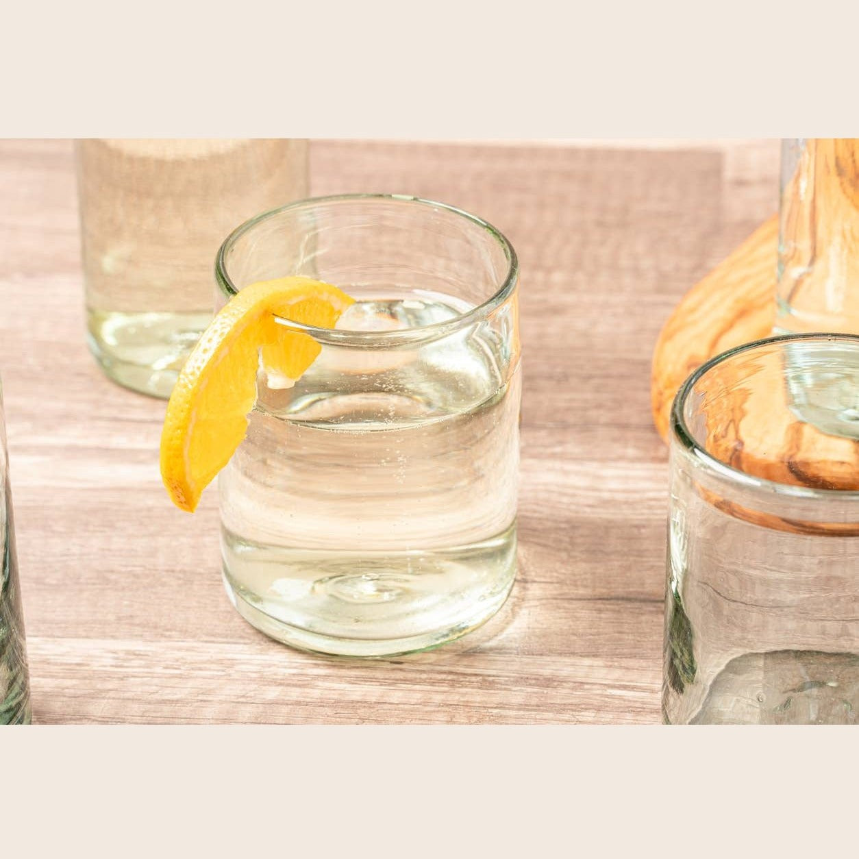 Clear handblown Mexican glassware by Verve Culture, showcasing intricate glass design and craftsmanship.