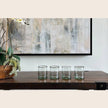 Clear handblown Mexican glassware by Verve Culture, showcasing elegant, transparent glass cups with intricate craftsmanship.