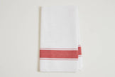Red herringbone Italian kitchen hand towel by Verve Culture, featuring classic woven design and soft cotton fabric.