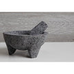 Verve Culture 7-inch molcajete with woven tortilla basket for authentic Mexican kitchen serving and preparation.