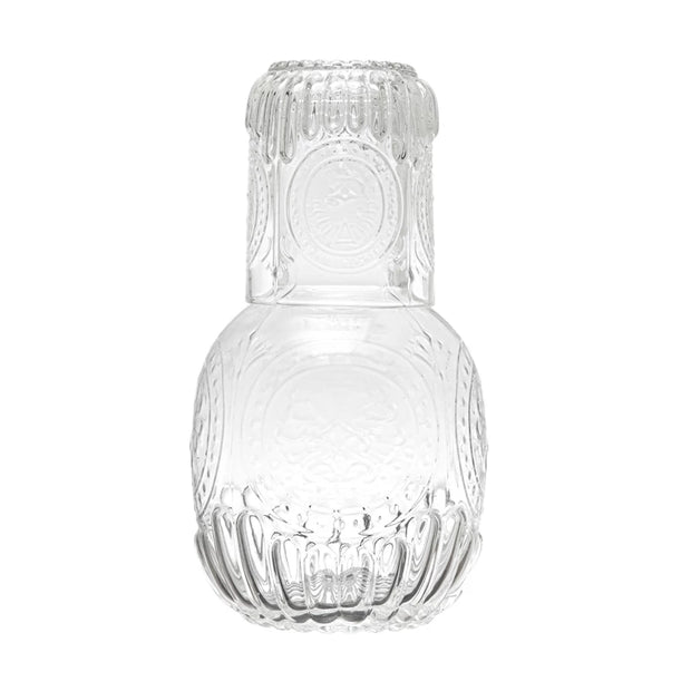 Embossed Glass Carafe w/ Drinking Glass, Set
