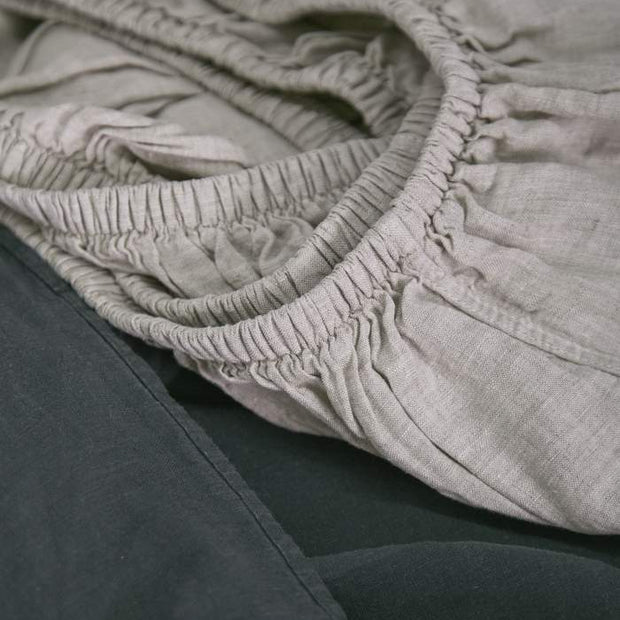 Vintage Linen Fitted Sheet White King