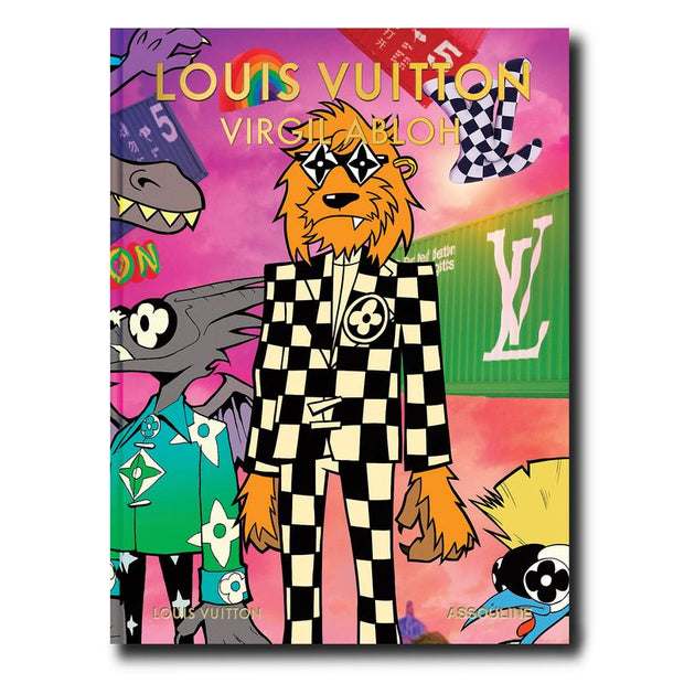 Louis Vuitton Virgil Abloh book cover with colorful illustrations and checkered outfit
