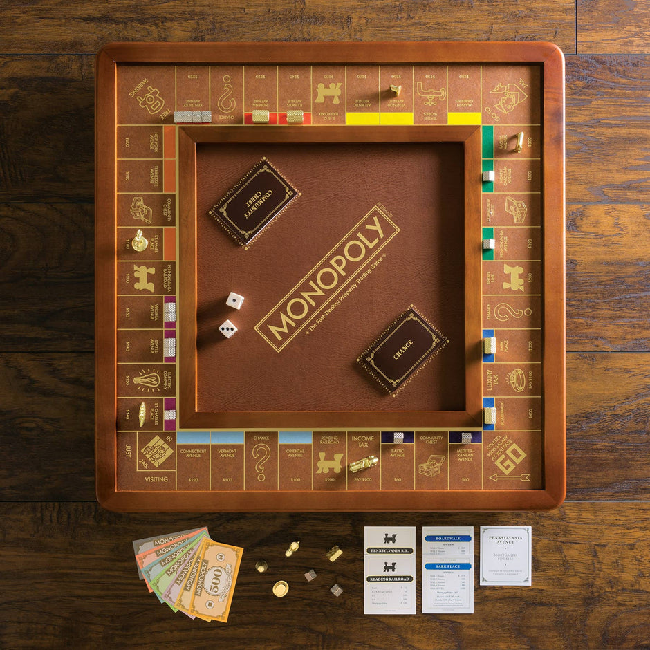 Luxury edition Monopoly game by WS Game Company, featuring elegant game box and classic Monopoly tokens.