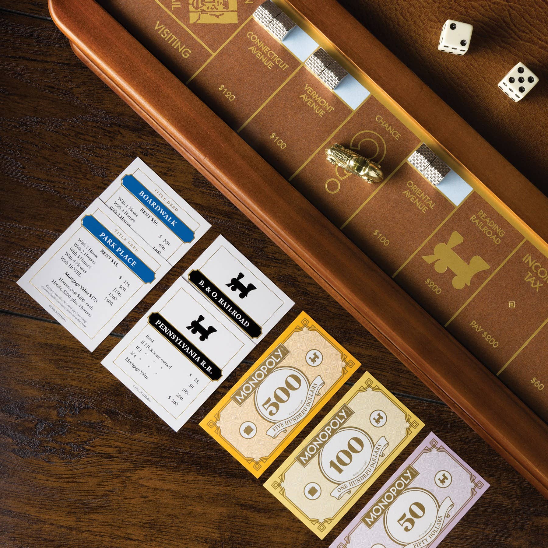 Luxury edition Monopoly board game by WS Game Company featuring elegant design and classic game components.