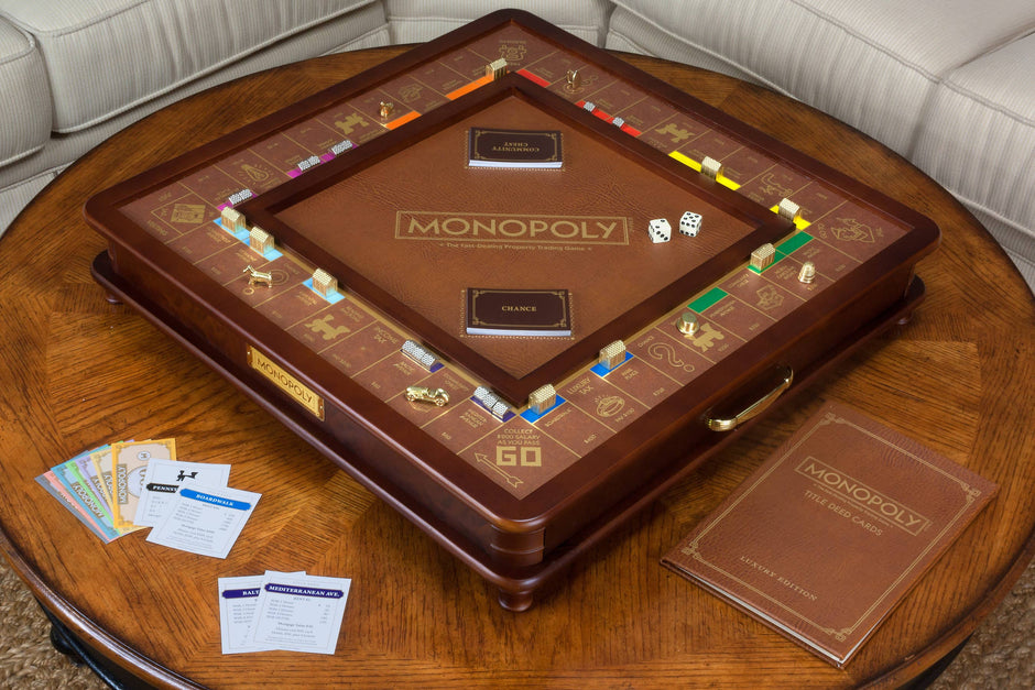 Luxury Monopoly board game by WS Game Company featuring elegant design and classic game components.