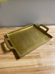 Aluminum Tray with Handles, 10x14, Antique Brass