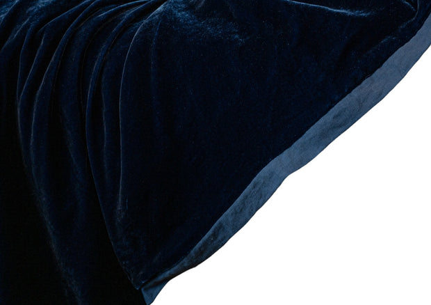 Linen/Velvet Throw Royal Blue
