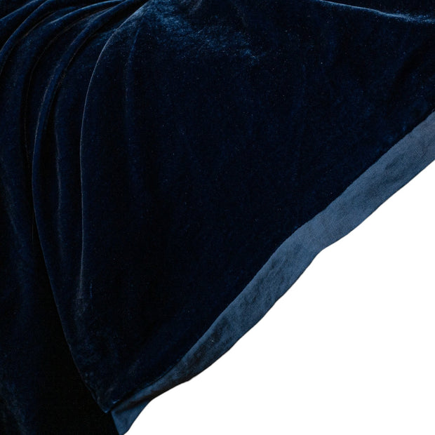 Linen/Velvet Throw Royal Blue