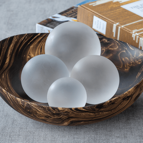 Frosted crystal ball by Zodax, round decorative glass ornament with a frosted finish, suitable for home decor or gifting.