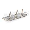 Glass and silver condiment set by Zodax, featuring elegant bar accessories for serving condiments in a stylish display.