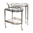 Zodax Spiga Gold Bar Cart with sleek metal frame and glass shelves, modern design for stylish beverage storage and display