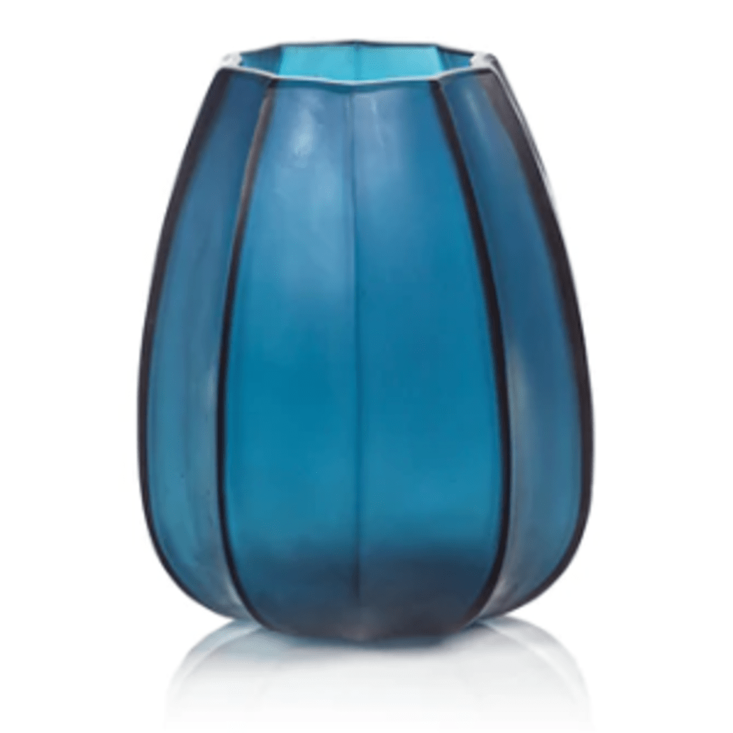 Cape Verde Hand Made Glass Vase, Blue 9