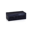 Corviglia Navy Hair on Hide Decor Box by Zodax, medium-sized decorative storage box with navy hair-on-hide exterior and sturdy construction.