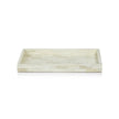 Decorative Maha White Bone Inlay Tray by Zodax with intricate white bone inlay and geometric design on a wooden tray.