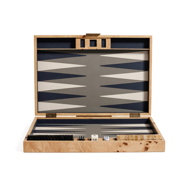 Zodax Marbella Backgammon Set with decorative board and game pieces for classic backgammon gameplay.