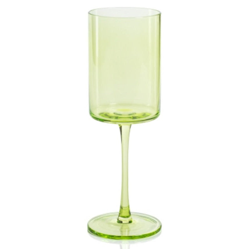 Green Zodax Fruttuoso wine glass with elegant shape and clear glass design, perfect for enjoying wine.