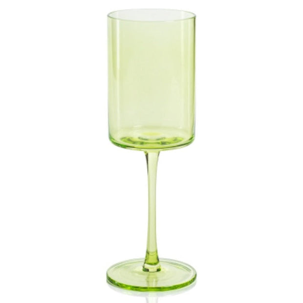 Green Zodax Fruttuoso wine glass with elegant shape and clear glass design, perfect for enjoying wine.