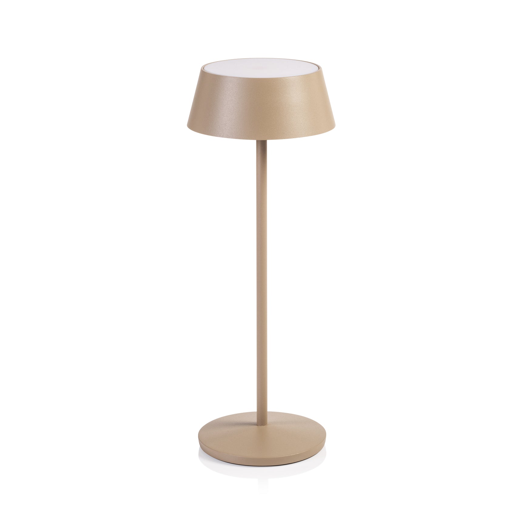 Zodax Andria rechargeable taupe table light with a sleek, modern design and soft illumination, perfect for ambient lighting.